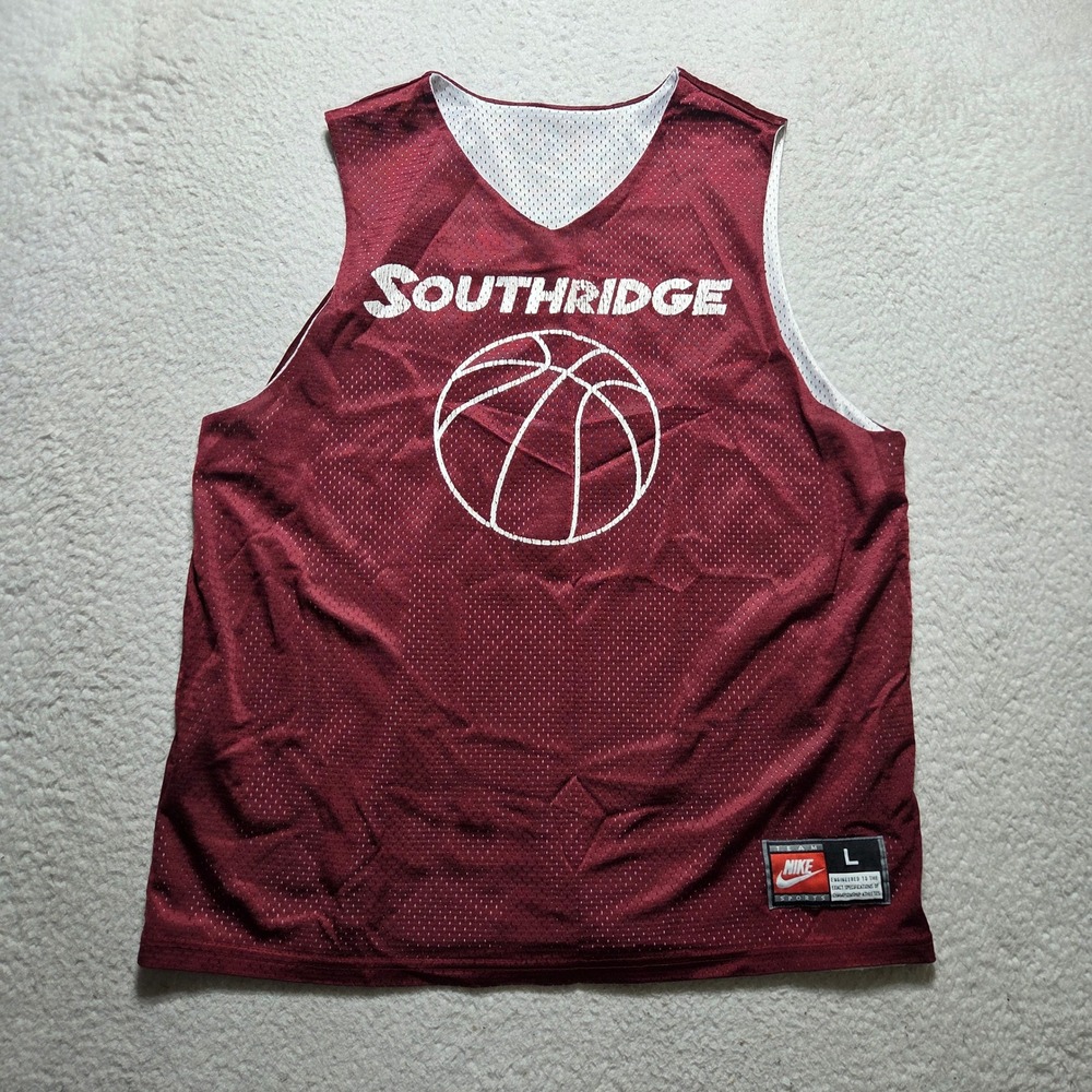 Vintage Nike Basketball Jersey Mens Large Burgundy Reversible Mesh Southridge